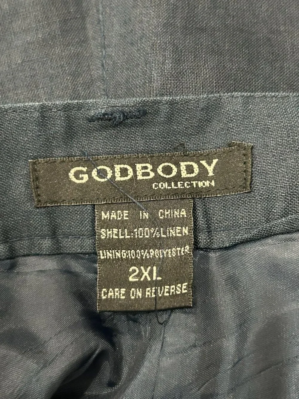 Godbody Collection 2XL Navy Linen Pants Pleated Elastic Waist Nomadcore Vintage